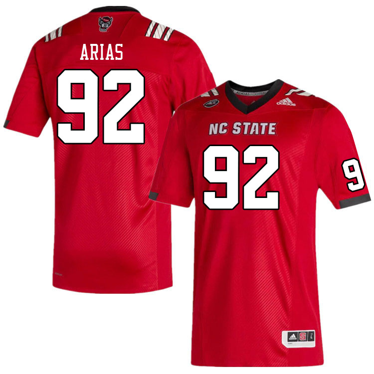 Men #92 Aiden Arias NC State Wolfpack College Football Jerseys Stitched Sale-Red
